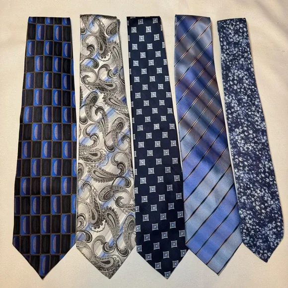 Jos. A. Bank and more Blue and Gray Silk and Linen Tie Collection Set of 5 ties - Picture 1 of 14